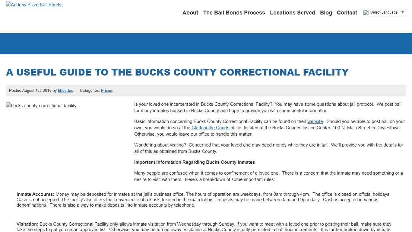 A Useful Guide to the Bucks County Correctional Facility | Andrew Pizzo Bail Bonds