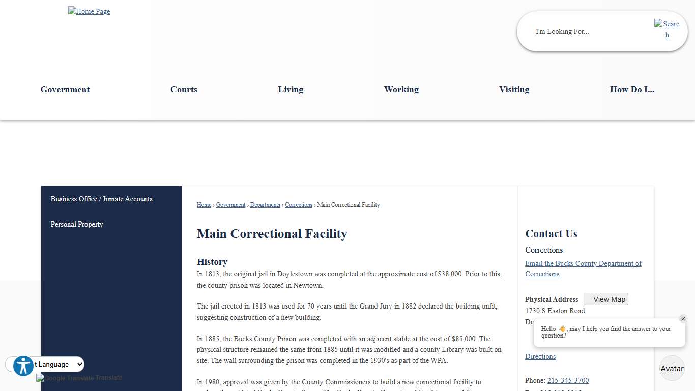 Main Correctional Facility | Bucks County, PA